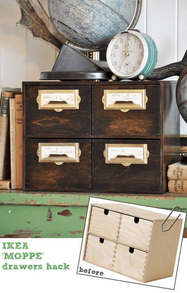 DIY vintage file drawer ikea hack before and after