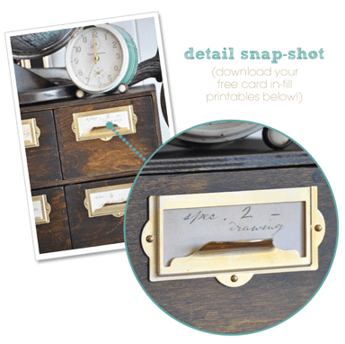 DIY vintage file drawer ikea hack and free printable 