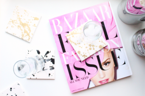 DIY paint splattered coasters