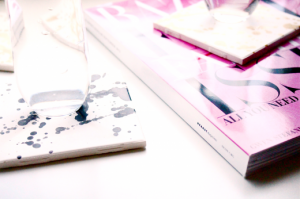 DIY paint splattered coasters
