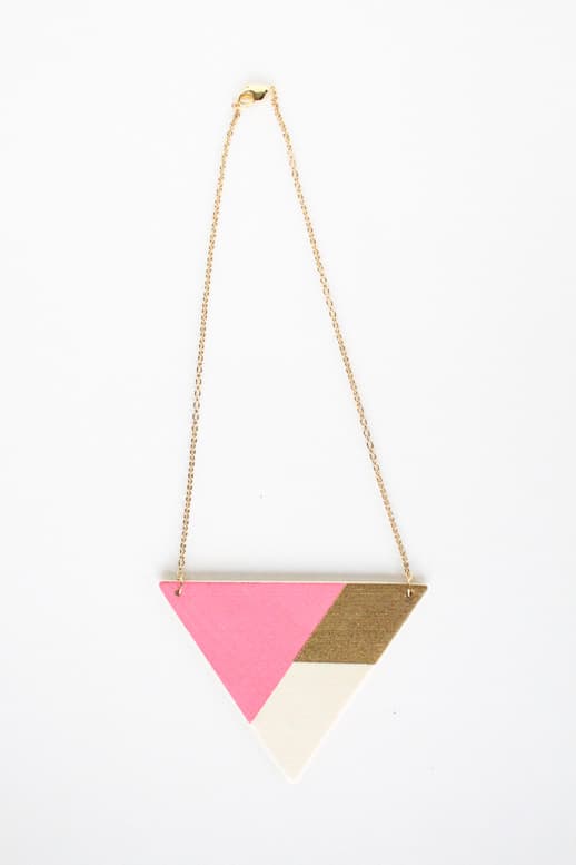 DIY wooden triangle necklace