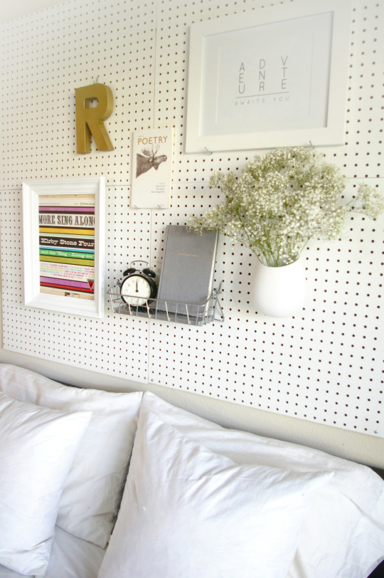 DIY Pegboard Headboard by Ashley Rose of Sugar & Cloth, a top lifestyle blog in Houston, Texas