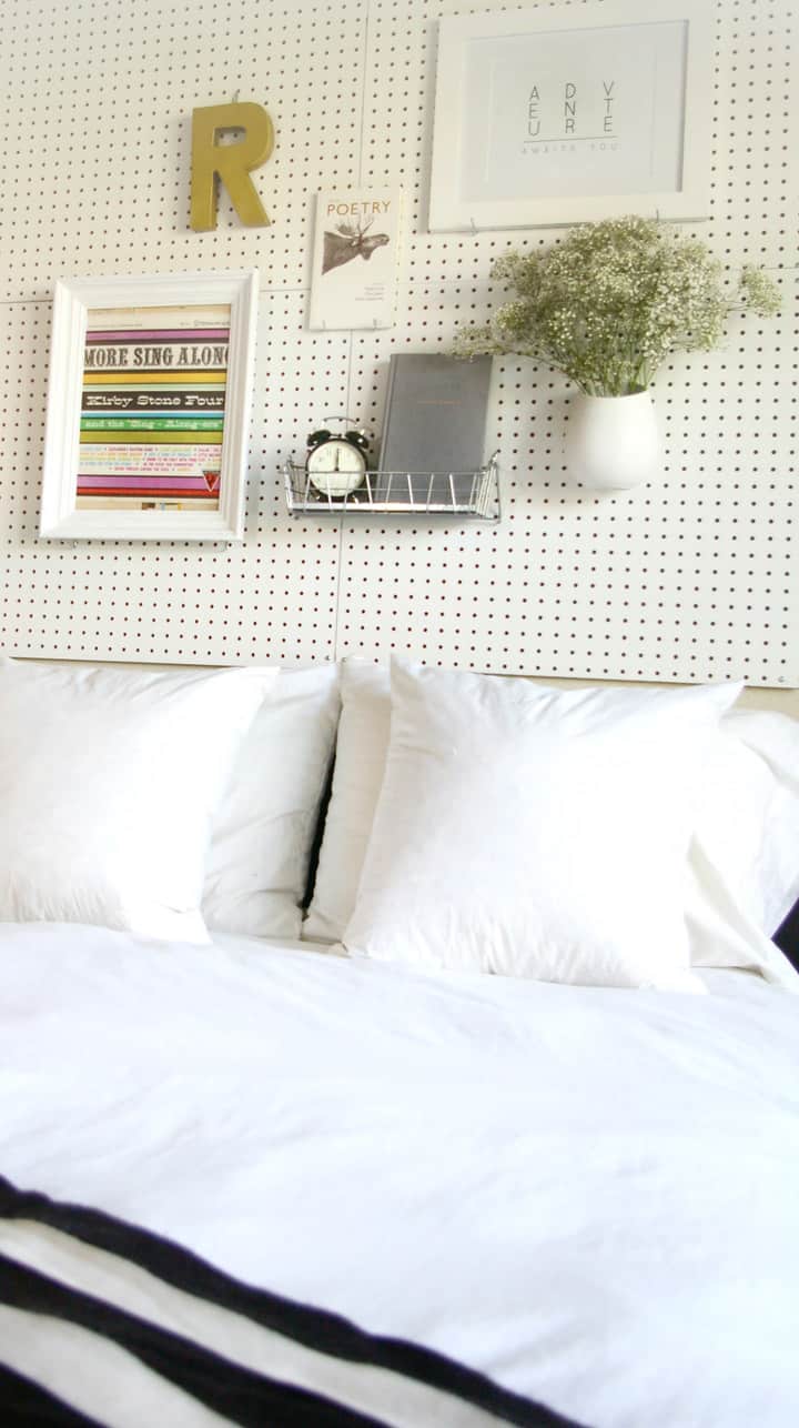 DIY Pegboard Headboard by Ashley Rose of Sugar & Cloth, a top lifestyle blog in Houston, Texas