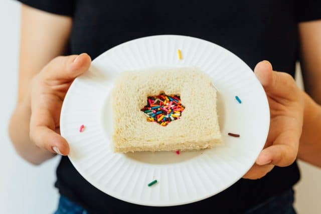 photo of an easy fairy bread sandwich recipe by top Houston lifestyle blogger Ashley Rose of Sugar & Cloth