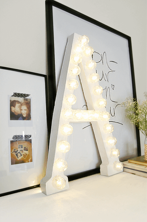 DIY Simple Marquee Letter by Ashley Rose of Sugar & Cloth, a lifestyle blog in Houston, TX