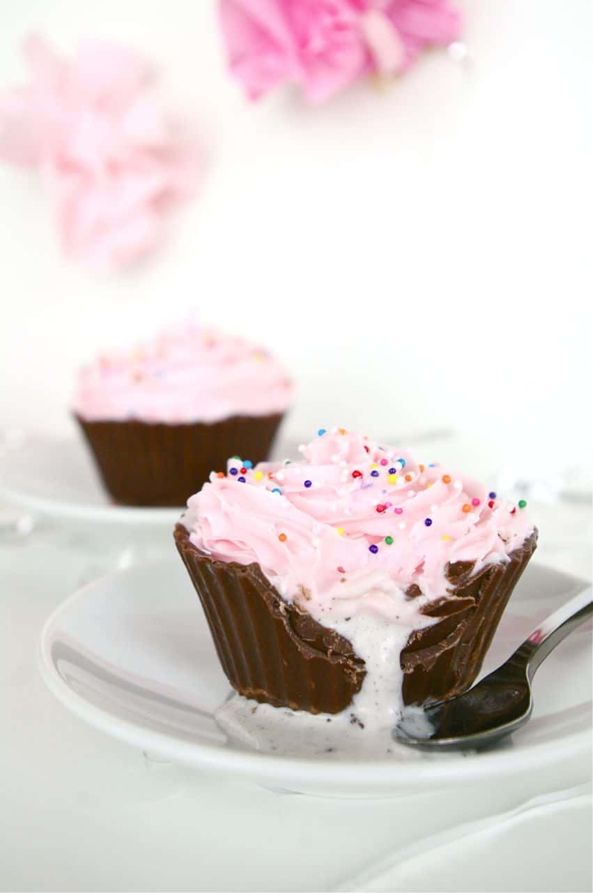 how to make ice cream cupcakes in chocolate cupcake liners by sugar and cloth