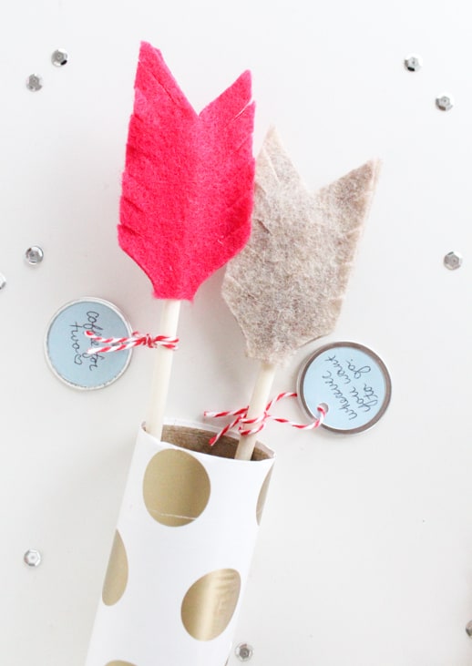 DIY date night valentine arrows