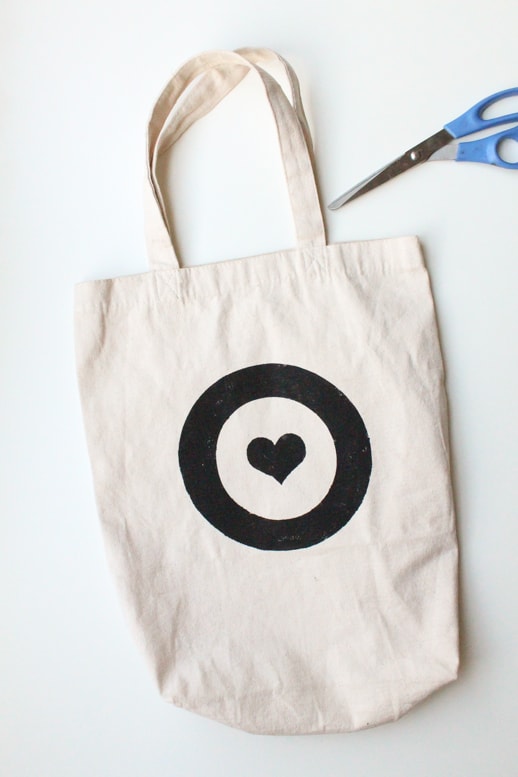 DIY leather handled tote bag