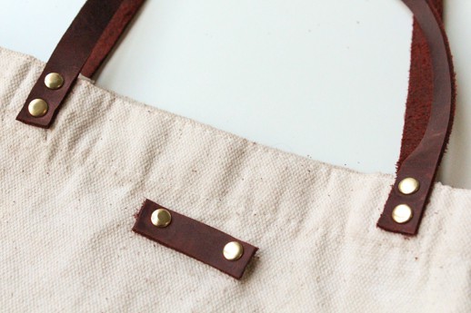DIY leather handled tote bag