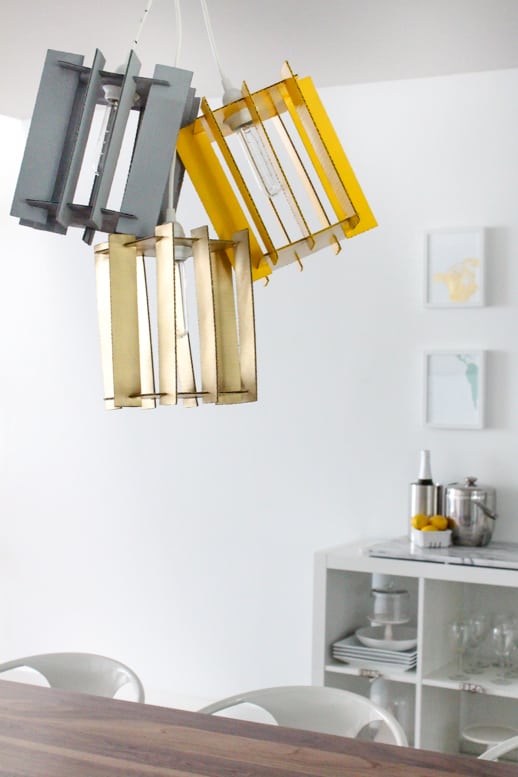 DIY recycled cardboard pendant light by Sugar & Cloth