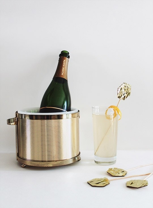 DIY Gold Fringe Drink Toppers & French 75 Cocktail Recipe