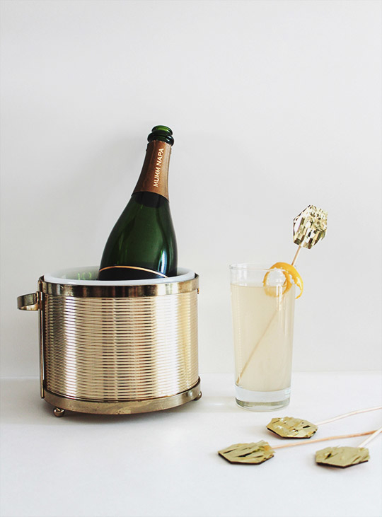 DIY gold fringe cake toppers and a french 75 recipe