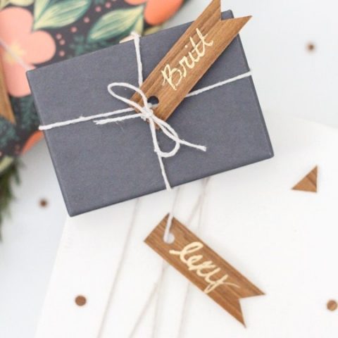 DIY Wood Veneer Confetti and Gift Tag Flags - Sugar and Cloth