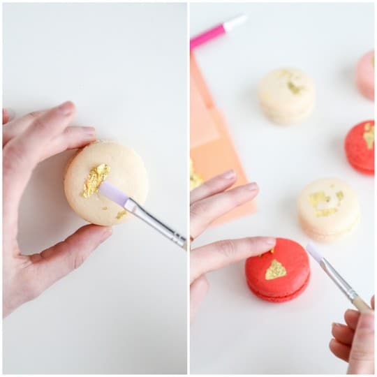 how to make edible gold leaf macarons