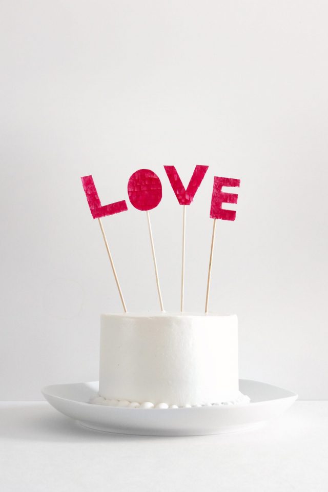 DIY Fringed Love Cake Topper