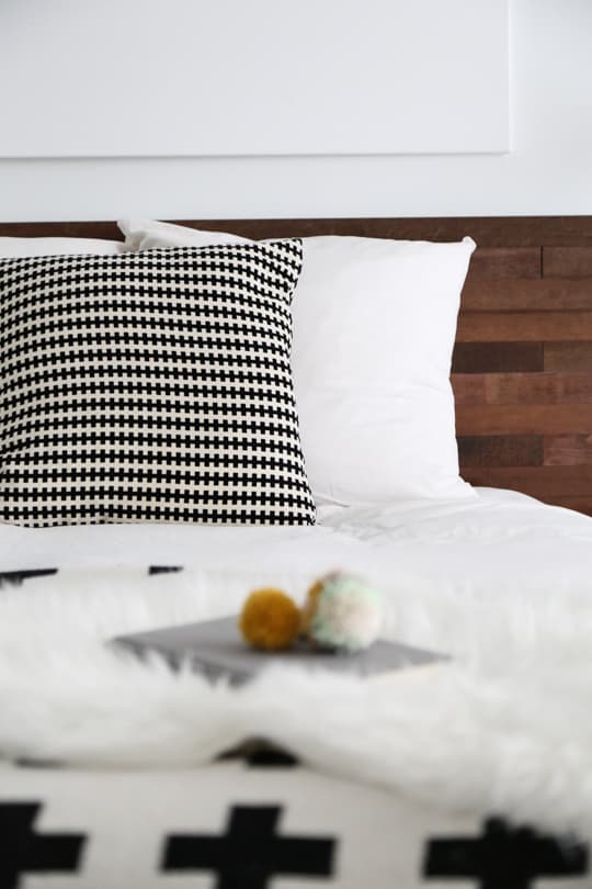 close up - Easy Ikea Hack DIY Wooden Headboard With Stikwood by top houston blogger Ashley Rose of Sugar and cloth