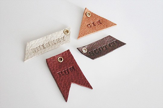 DIY leather bar and drink tags