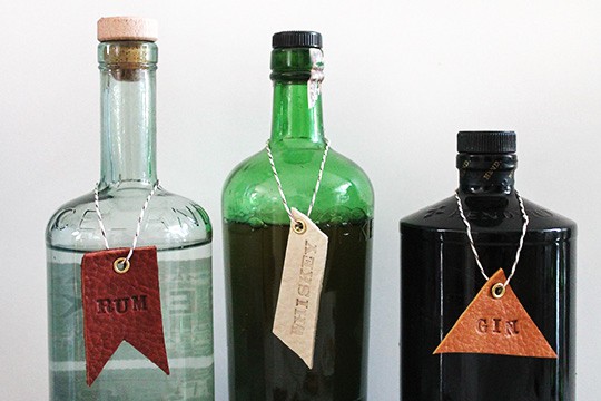 DIY leather bar and drink tags