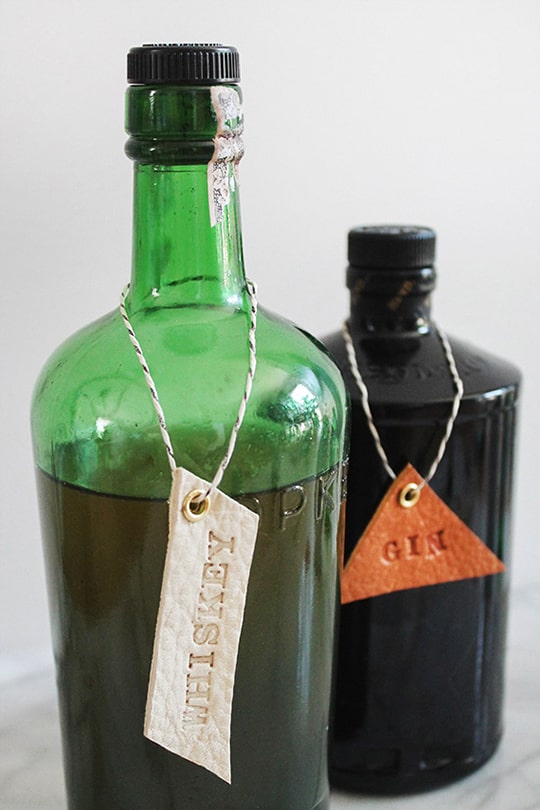 DIY leather bar and drink tags