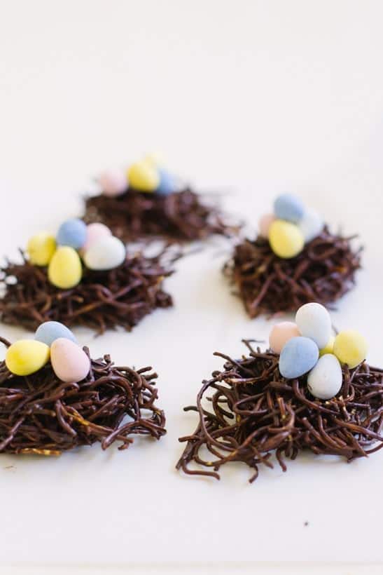 photo of a group of chocolate birds nest cookies