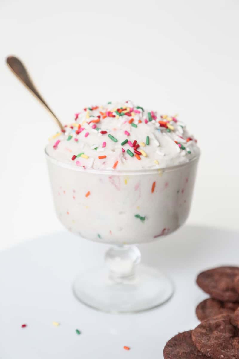 cake batter and cookie chip dip recipe } sugarandcloth.com