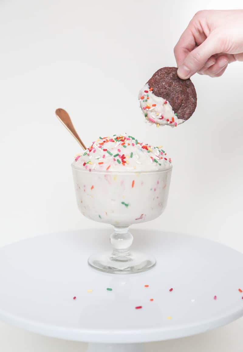 cake batter and cookie chip dip recipe } sugarandcloth.com