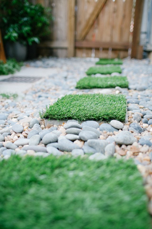 DIY faux grass stepping stones