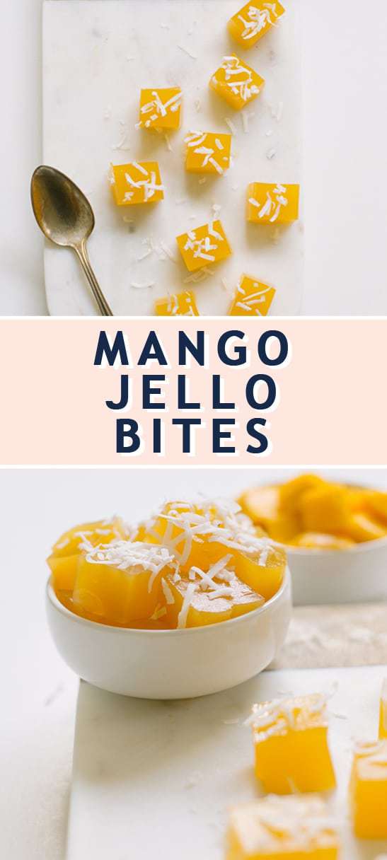 photo of how to make mango jello bites by top Houston lifestyle blogger Ashley Rose of Sugar & Cloth