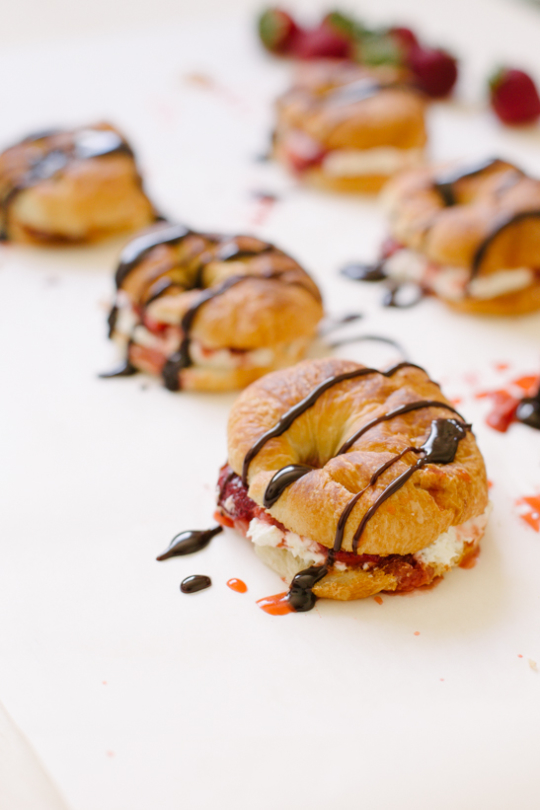 Balsamic Strawberry & Cream Croissant wiches | sugarandcloth.com`
