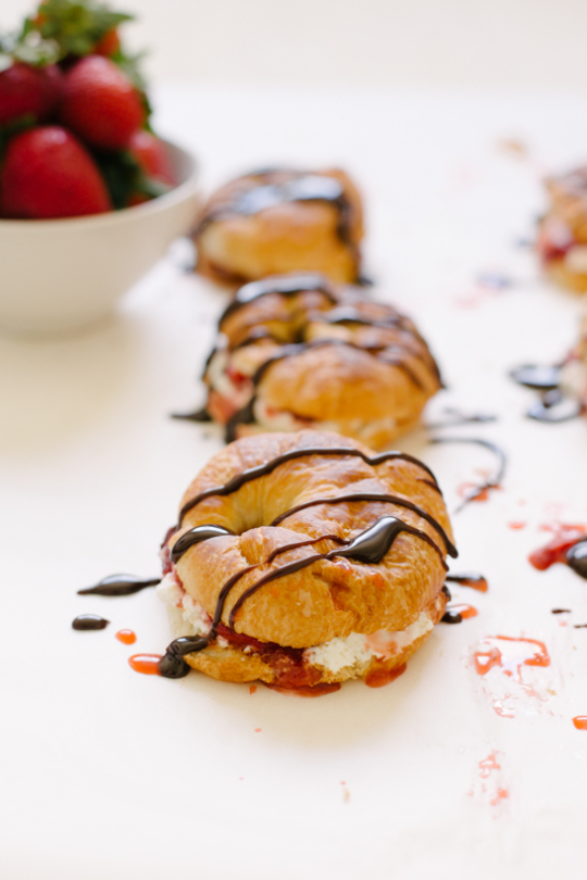 Balsamic Strawberries & Cream Croissant wiches | sugarandcloth.com`