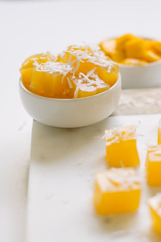 mango jello bites | sugarandcloth.com