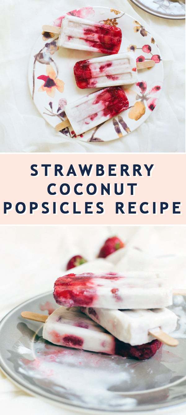 photo of How To Make Marbled Strawberry Coconut Popsicles Recipe by top Houston lifestyle blogger Ashley Rose of Sugar & Cloth