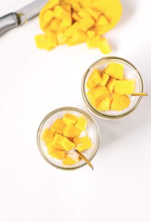 mango coconut pudding recipe | sugarandcloth.com
