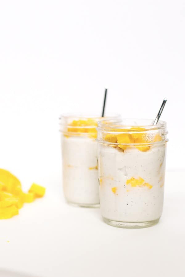 mango coconut pudding recipe | sugarandcloth.com