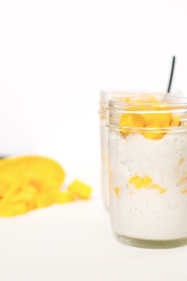 mango coconut pudding recipe | sugarandcloth.com