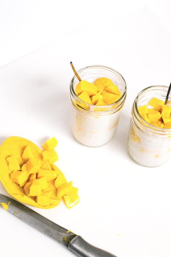 mango coconut pudding recipe | sugarandcloth.com