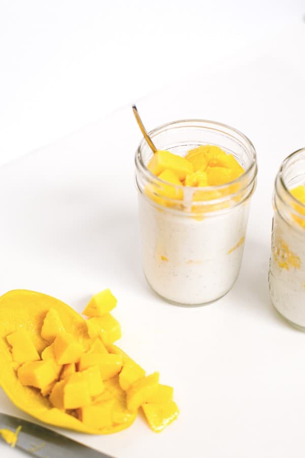 mango coconut pudding recipe | sugarandcloth.com