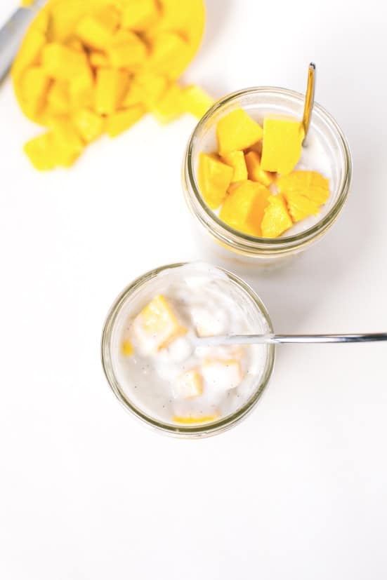 mango coconut pudding recipe | sugarandcloth.com