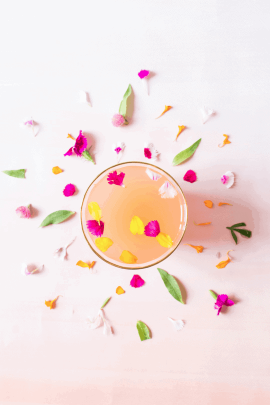 rose cocktail with floral sprinkles | sugarandcloth.com