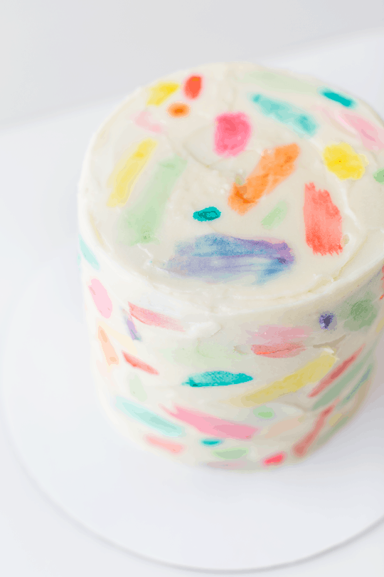 DIY Abstract watercolor painted cake | sugarandcloth.com