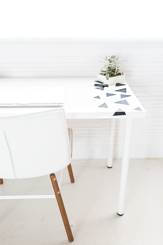 DIY geometric chalkboard desk