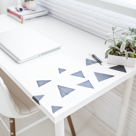 DIY geometric chalkboard desk