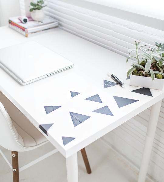 DIY geometric chalkboard desk