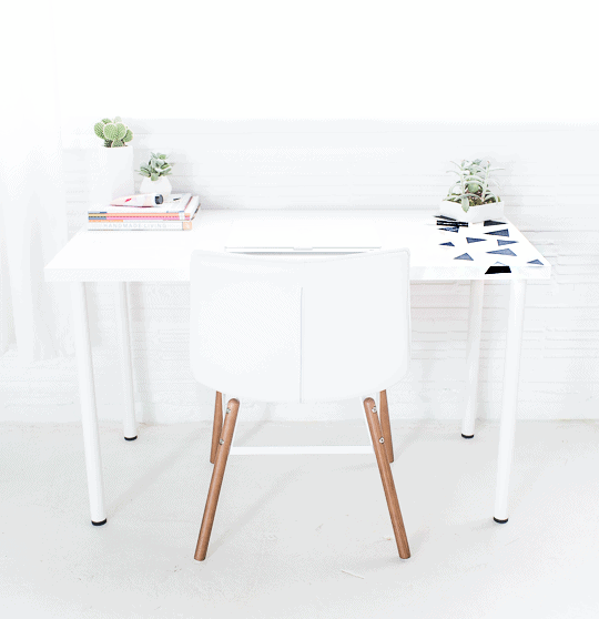 DIY geometric chalkboard desk