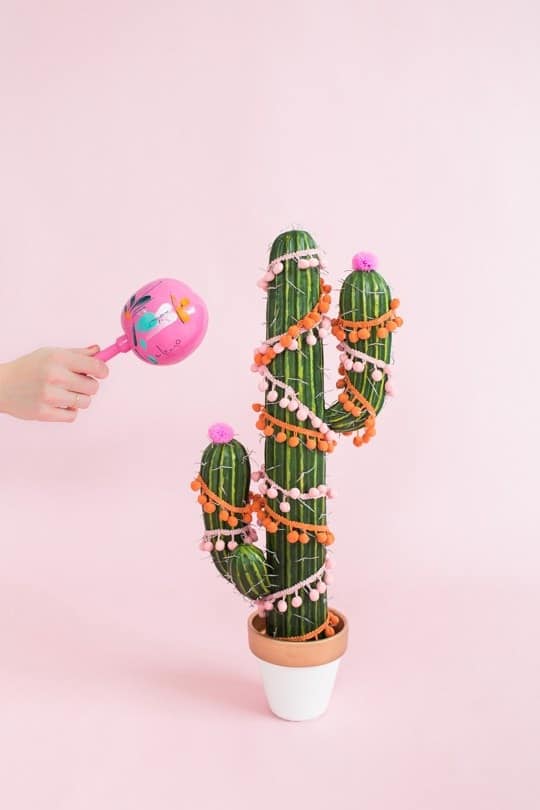 photo of a noise maker with a DIY cactus christmas tree by sugar and cloth