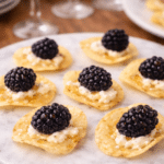 Blackberry and goat cheese appetizers with potato chips