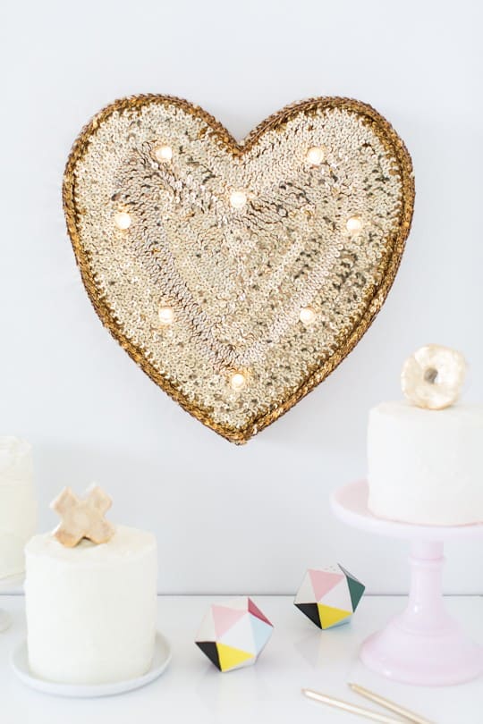 DIY sequin marquee heart sugarandcloth.com