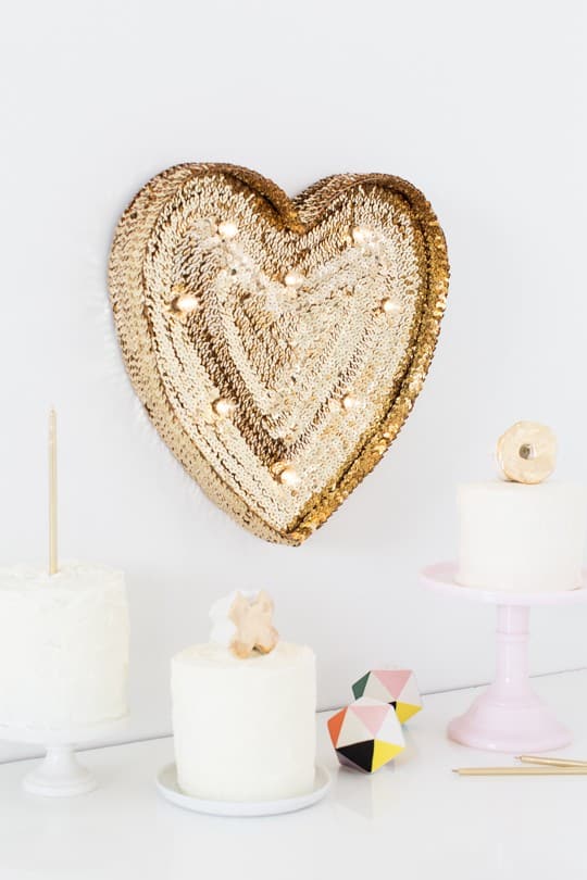 DIY Sequin Marquee Heart