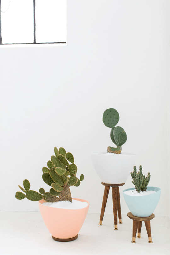 DIY Mid Century Planters by Top Houston Lifestyle Blogger Ashley Rose of Sugar & Cloth - #midcentury #planter #plantlady #cactus #simple #easy #budgetfriendly #diy #diydecor #plantmom #pastel #ikea #modern #moderndiy