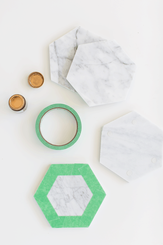 DIY gilded marble hexagon serving boards for under $5 | sugar & cloth 